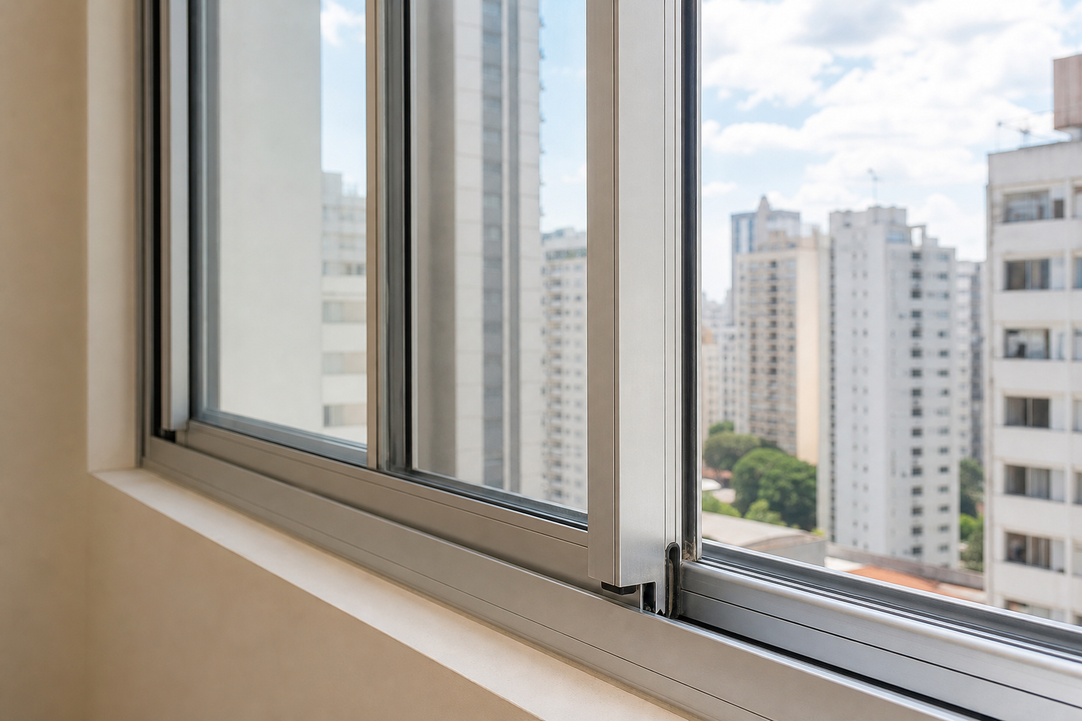 Esquadria de alumínio em fachada residencial revitalizada