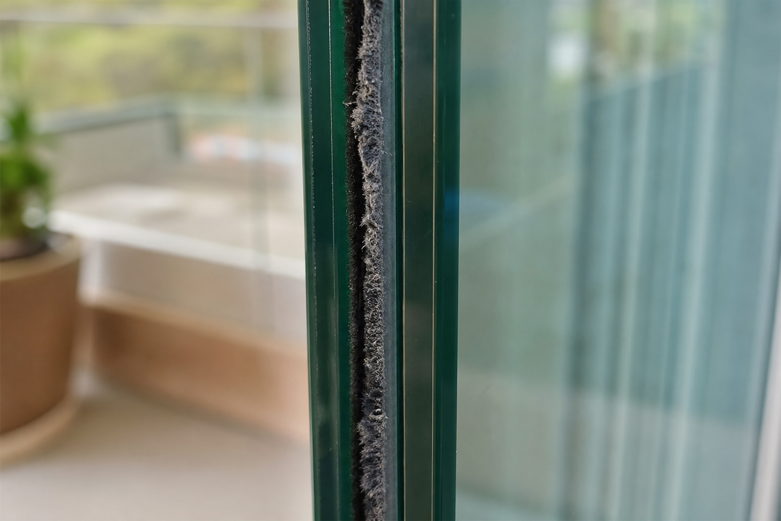 Escova de vedação adesiva na lateral do painel de vidro temperado