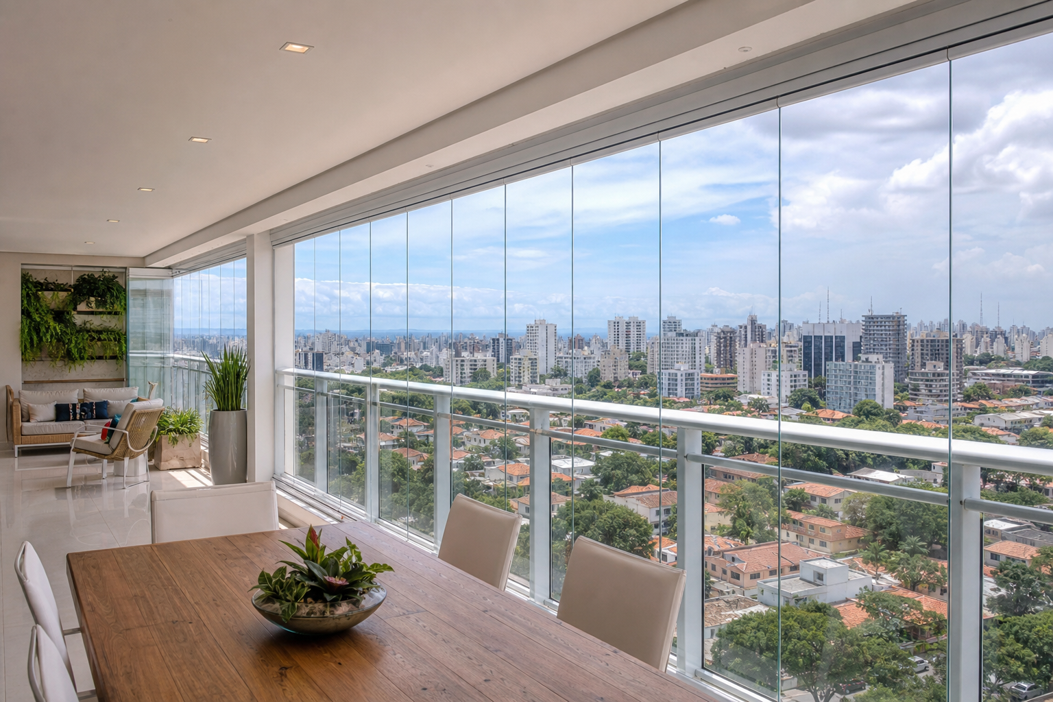 Varanda envidraçada com vista panorâmica